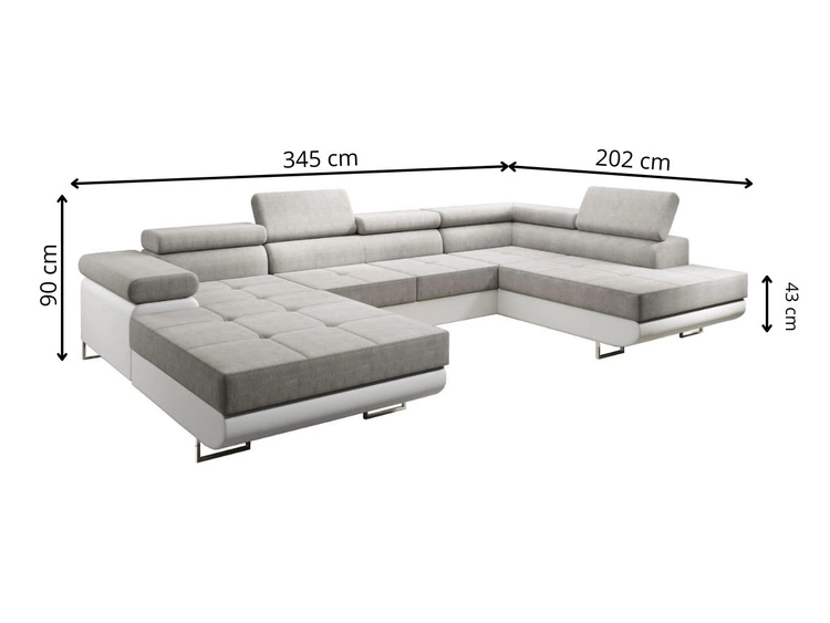 Narożnik U prawy z funkcją spania i pojemnikiem Solam U Czarny