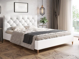 Łóżko tapicerowane ze stelażem 140x200 Tril Białe