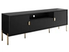 Szafka RTV szeroka dwudrzwiowa na złotych nogach z szufladą Orlean czarny mat