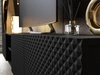 Szafka RTV z metalowymi złotymi nóżkami i frezowanymi frontami 3D Celiane czarny mat
