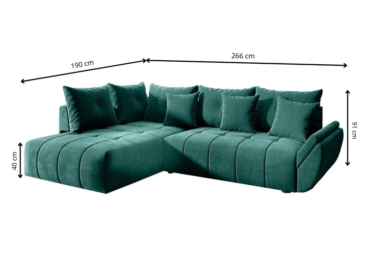 Narożnik L uniwersalny z funkcją spania i pojemnikiem Genoa Brązowy