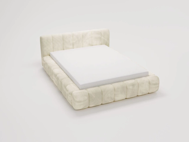 Łóżko tapicerowane z pojemnikiem na pościel 160x200 Ibiza Kremowy