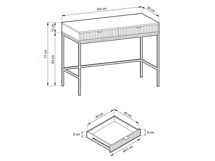 Toaletka z szufladami Amber Kaszmir na czarnych nogach