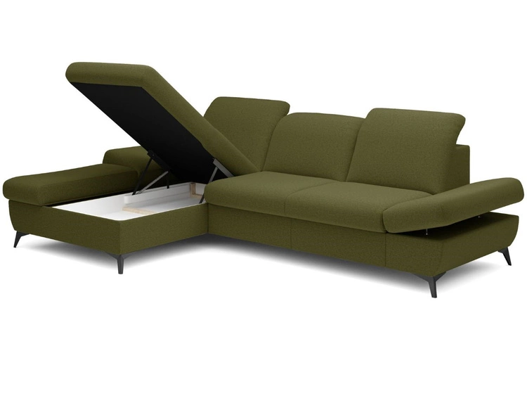 Narożnik L Lewy z funkcją spania i pojemnikiem Hannover Ciemnozielony
