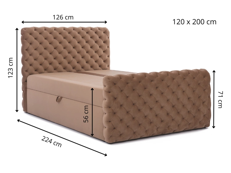 Łóżko kontynentalne z pojemnikiem na pościel 120x200 Cleo Lux Żółte