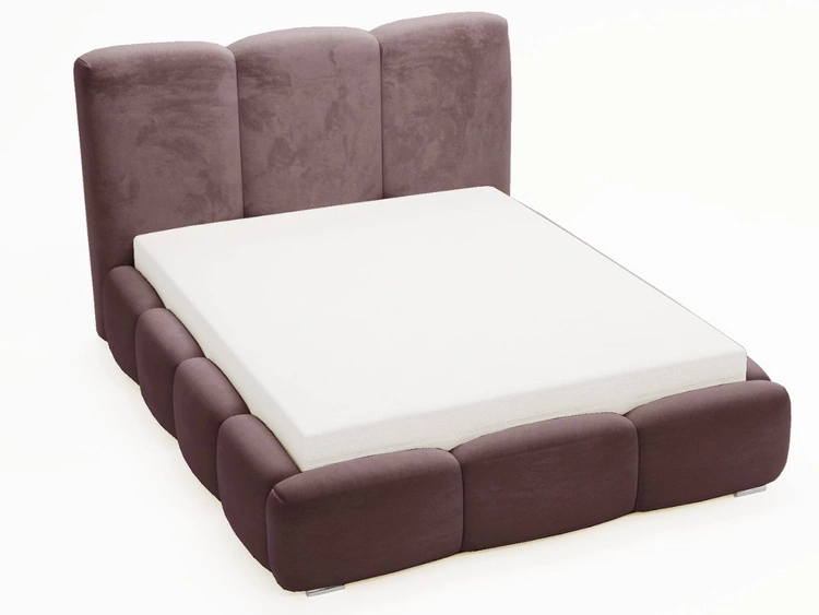 Łóżko tapicerowane z pojemnikiem i stelażem 200x200 cm Bubble Brązowe