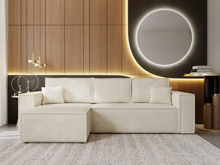 Narożnik L uniwersalny z funkcją spania i pojemnikiem Prato XL Beżowy