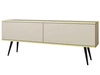 Szafka pod telewizor z drzwiczkami 135 cm z gładkim frontem Diolo Beżowa na złotych nogach