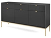 Komoda z drzwiami i szufladami Amber czarna na złotych nogach