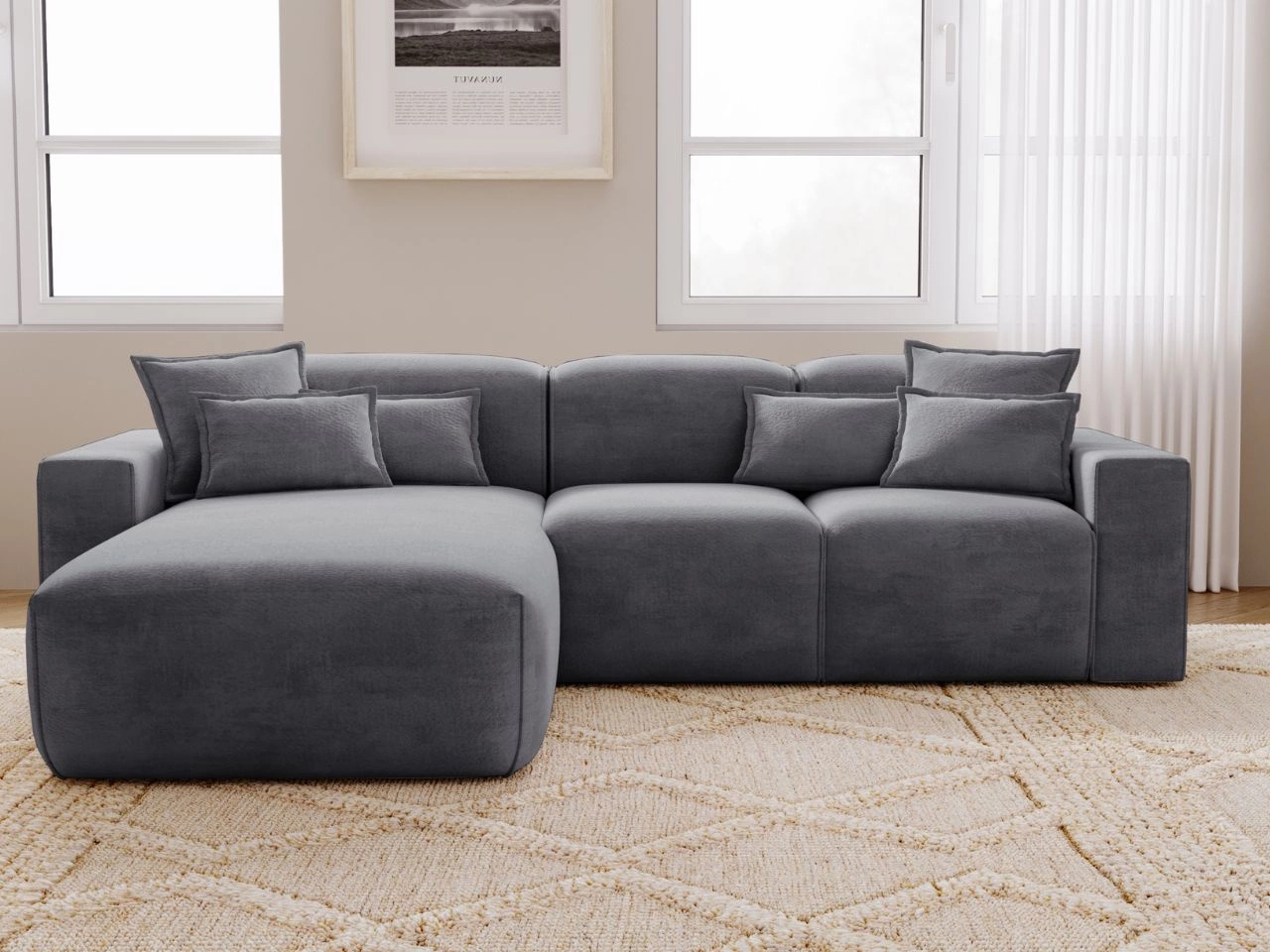 Narożnik L Lewy Leni Ciemny szary