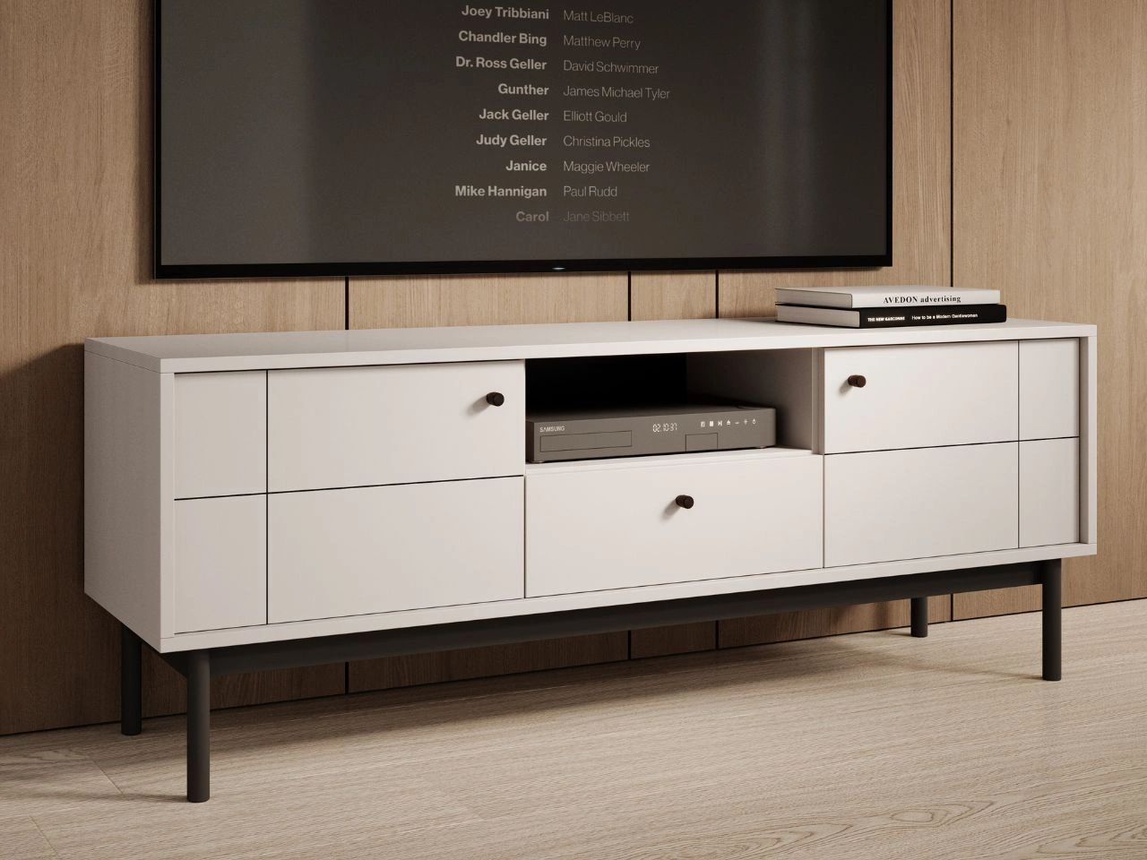 Szafka pod telewizor z szufladami i drzwiczkami Julio Kaszmir