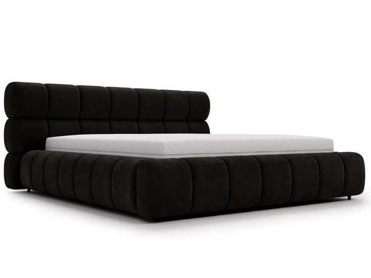 Łóżko tapicerowane z pojemnikiem i stelażem 120x200 Mellow Czarny