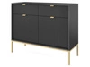 Komoda z drzwiami i szufladami Amber czarna na złotych nogach