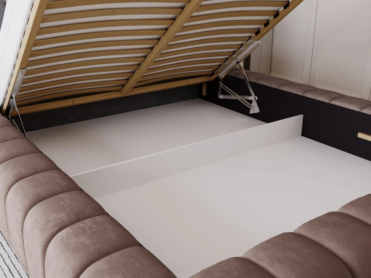 Łóżko tapicerowane z pojemnikiem na pościel i stelażem 120x200 Italia Brązowe