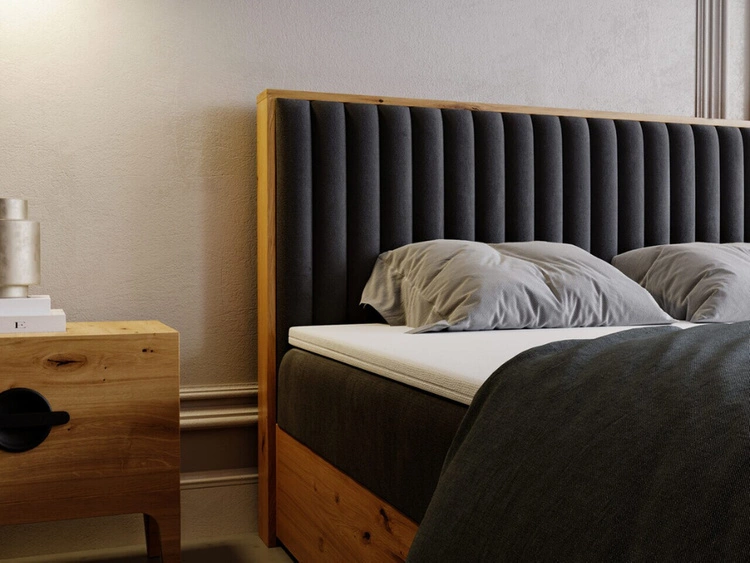 Łóżko kontynentalne z pojemnikiem na pościel 180x200 Forest Antracytowe