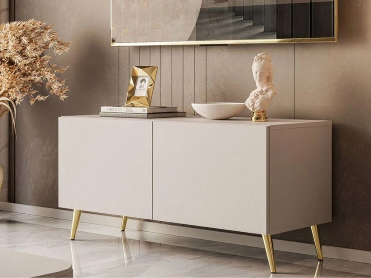 Szafka RTV pod telewizor z drzwiczkami na złotych nóżkach 100 cm Nodoo Kaszmir