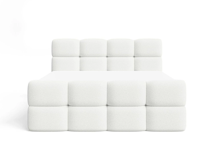 Łóżko kontynentalne z pojemnikiem na pościel 140x200 Rivon Kremowe