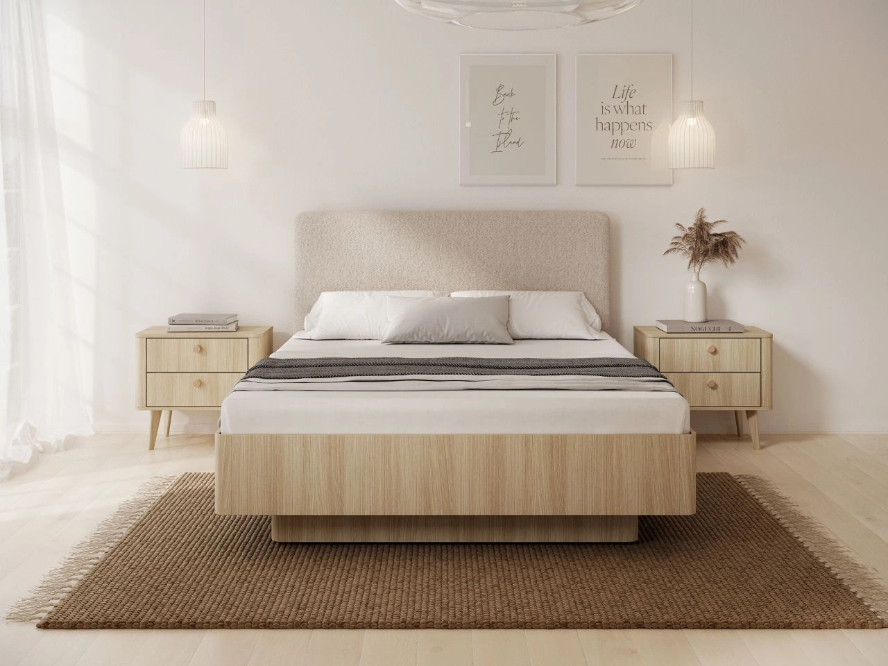 Łóżko drewniane z pojemnikiem na pościel 160x200 Bilancio Dąb Barista