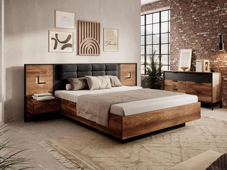 Zestaw mebli do sypialni Montreal Brązowy, Czarny