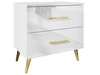 Stolik nocny z szufladami na złotych nogach Nuveo Biały połysk
