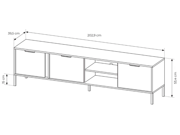 Szafka pod telewizor z drzwiczkami 203 cm Drino Antracyt