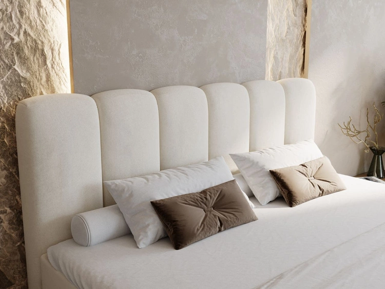 Łóżko kontynentalne z pojemnikiem na pościel 180x200 Cloud Beżowy