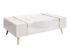 Zestaw mebli do salonu na złotych metalowych nóżkach w stylu glamour Lunelie Biały połysk
