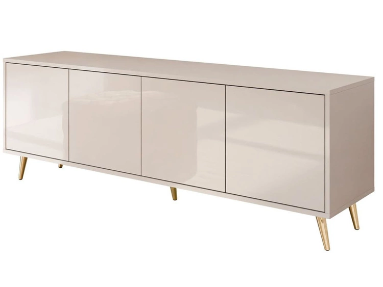 Szafka RTV pod telewizor z drzwiczkami na złotych nogach Vivance Kaszmir połysk