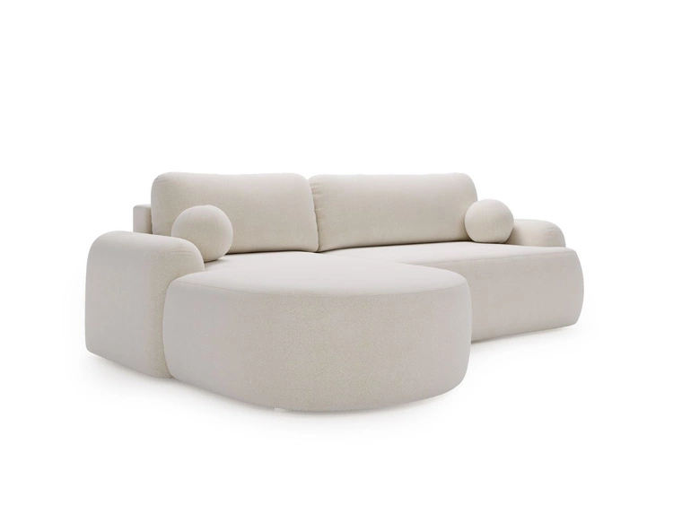 Narożnik L Lewy z funkcją spania i pojemnikiem Aurio Biały