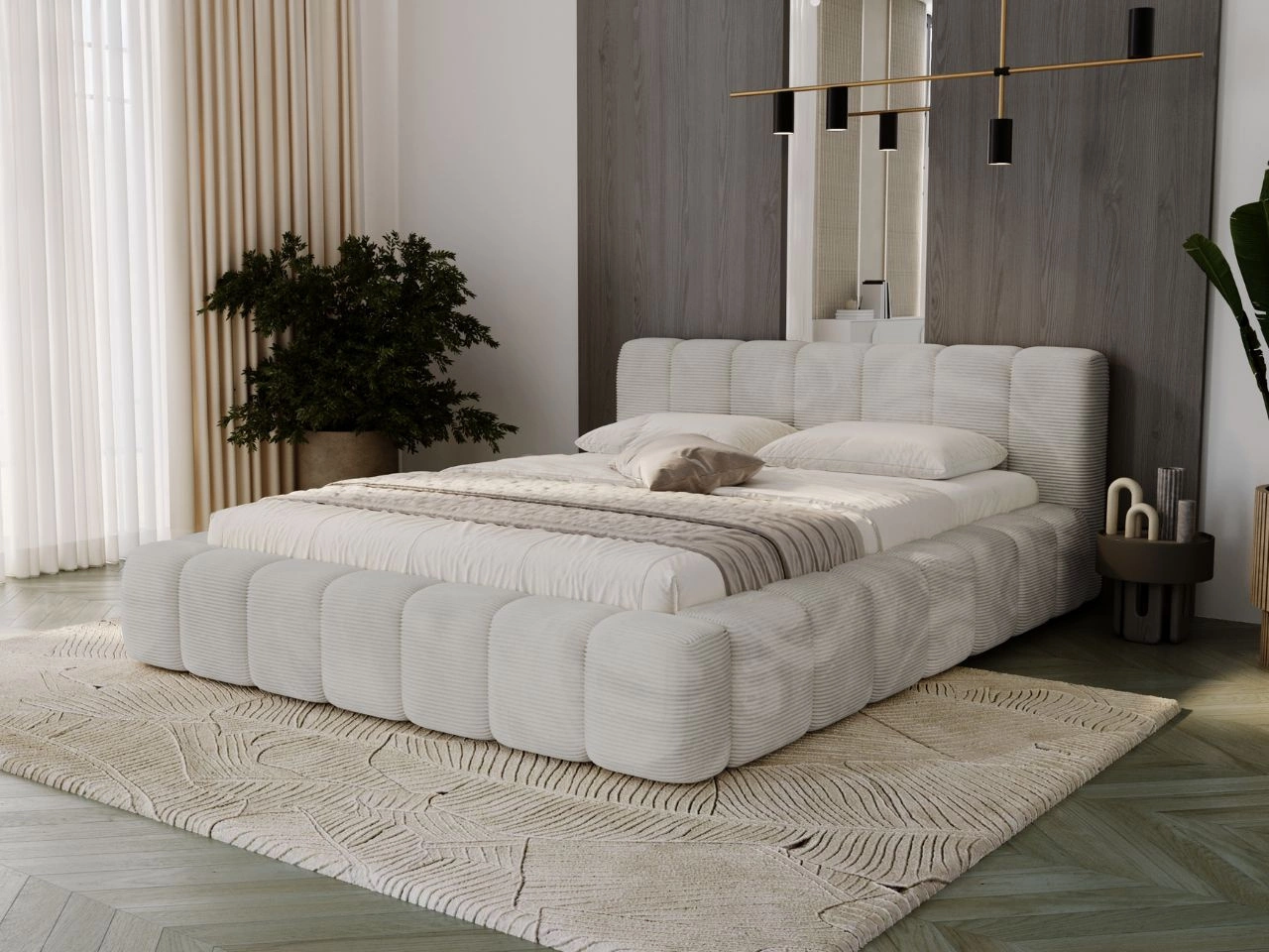 Łóżko tapicerowane z pojemnikiem na pościel 160x200 Ibiza Szare