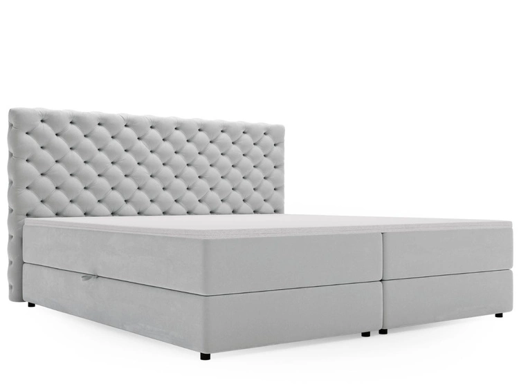 Łóżko kontynentalne z pojemnikiem na pościel 160x200 Bergamo jasnoszare