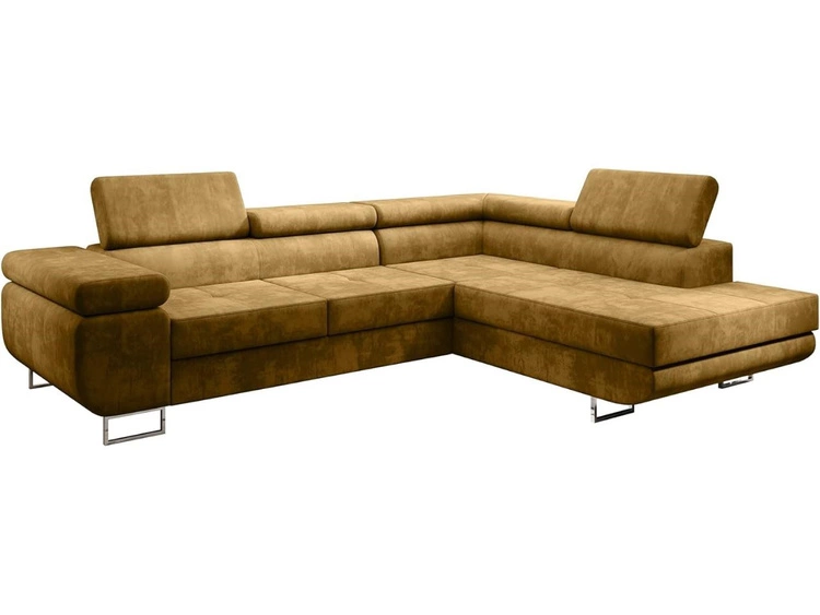 Narożnik prawy z funkcją spania i pojemnikiem Solam L Żółty