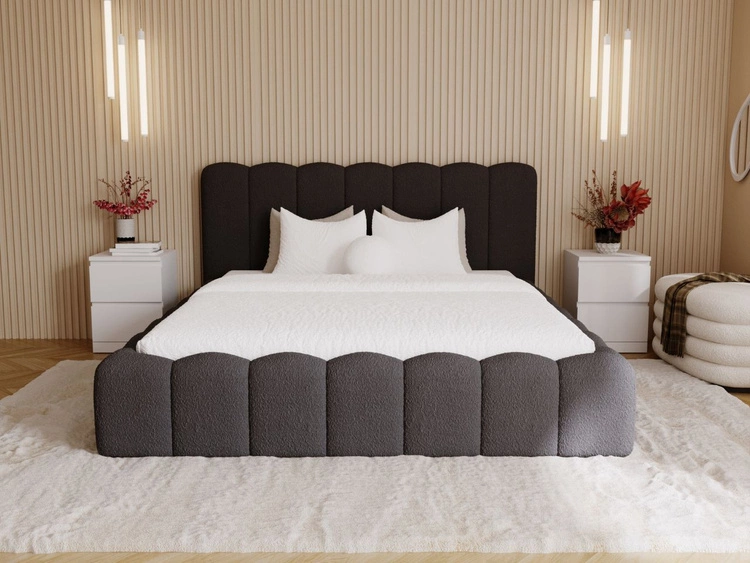 Łóżko tapicerowane z pojemnikiem i stelażem 180x200 Smile Czarne