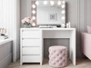 Toaletka z lustrem, szufladami i oświetleniem LED Nesso biały mat