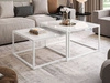 Stolik kawowy na białym stelażu z szklanym blatem Asumi Biały 35x41