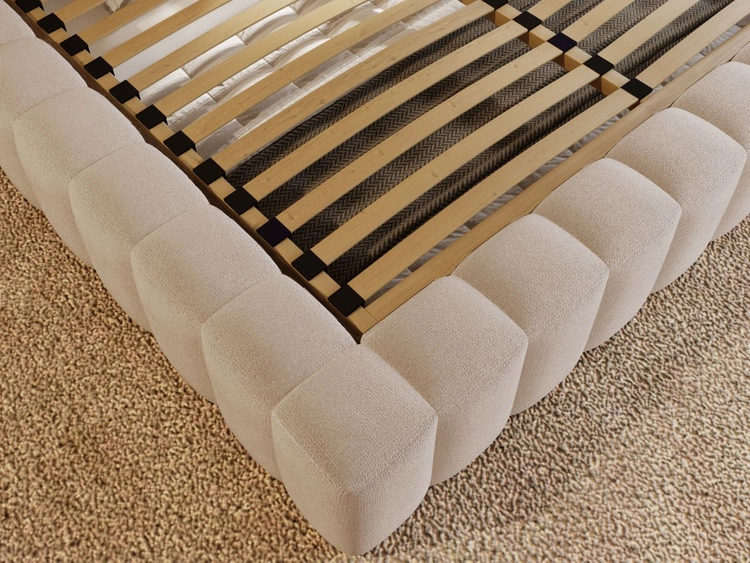 Łóżko tapicerowane z pojemnikiem i stelażem 180x200 cm Rotto Beżowe