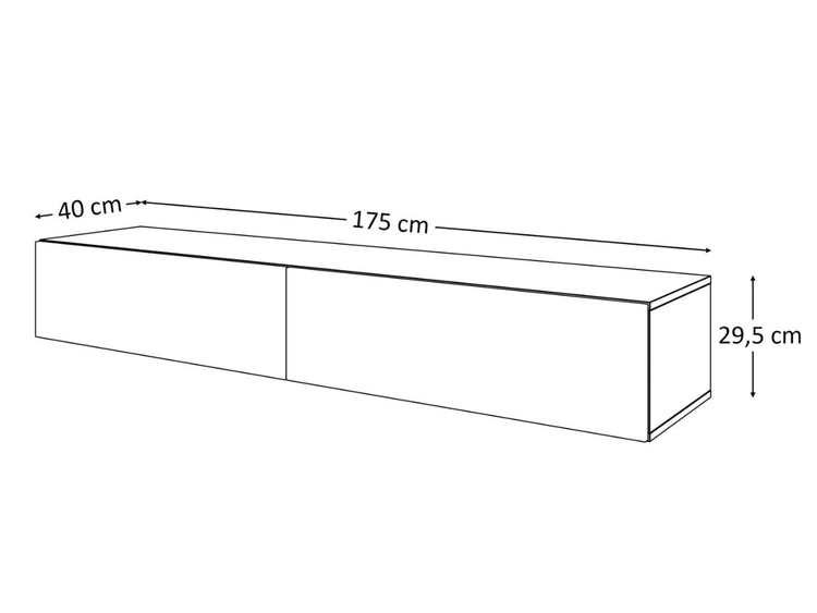 Szafka RTV dwudrzwiowa wisząca 175 cm z oświetleniem LED Sorelle czarny mat