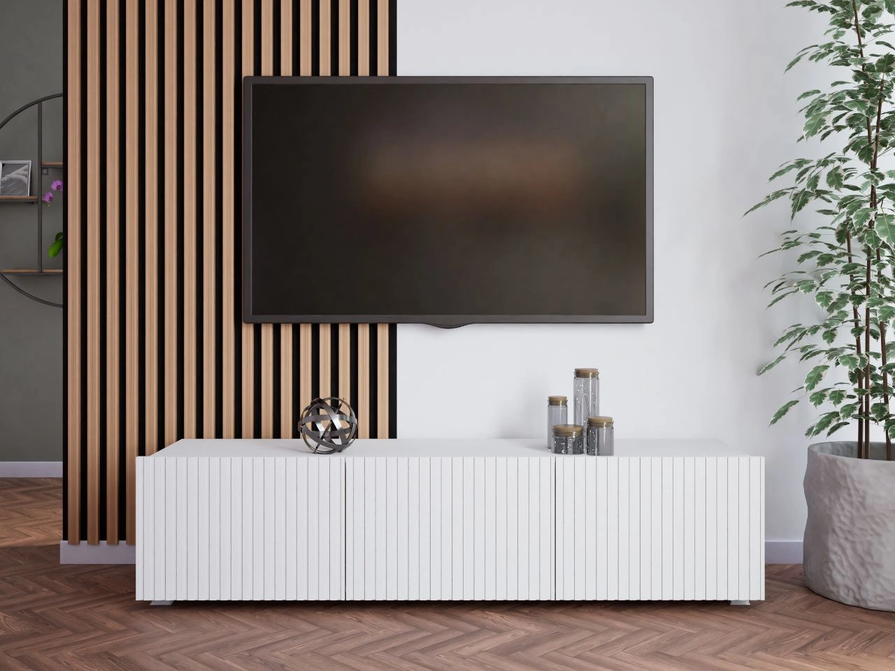 Szafka pod telewizor z drzwiczkami Kioto Biała