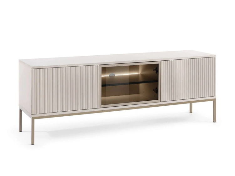 Szafka pod telewizor z szufladami, drzwiczkami i oświetleniem LED Deo Kaszmirowa