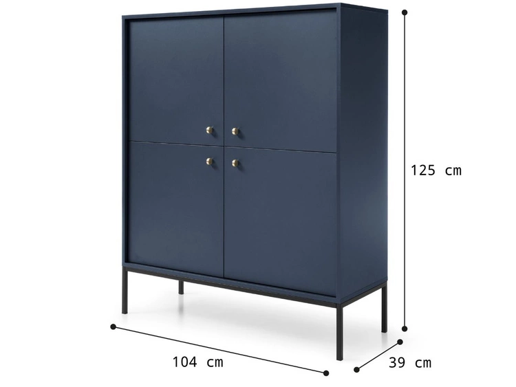 Komoda z drzwiami na czarnych nóżkach Amor Granatowa