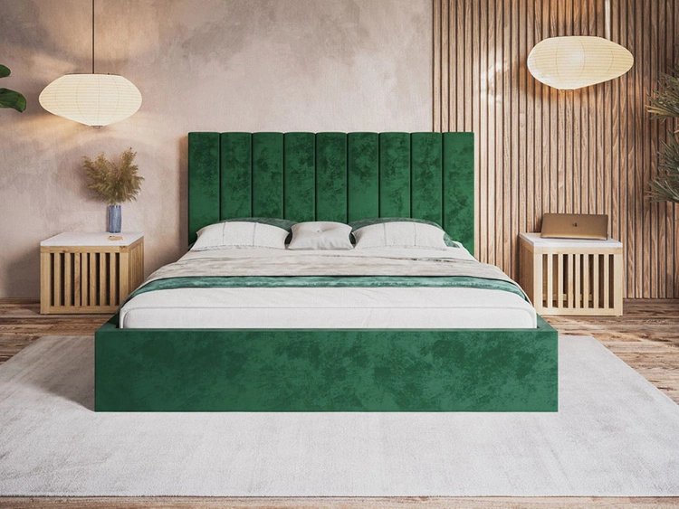 Łóżko tapicerowane z pojemnikiem i stelażem 160x200 Sesto zielone