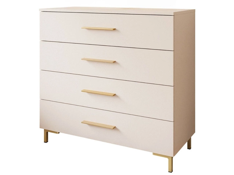 Komoda z szufladami i oświetleniem LED na złotych nogach Nuveo Kaszmir