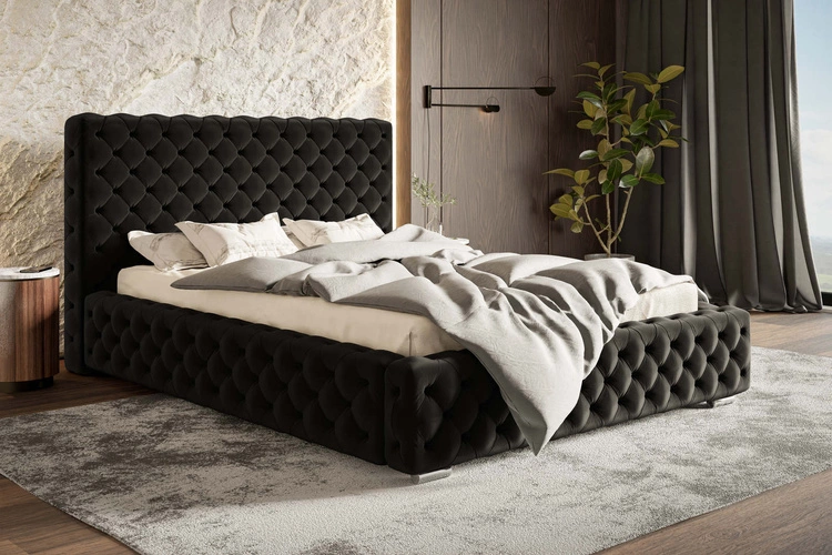 Łóżko chesterfield 120x200 Agis Czarny