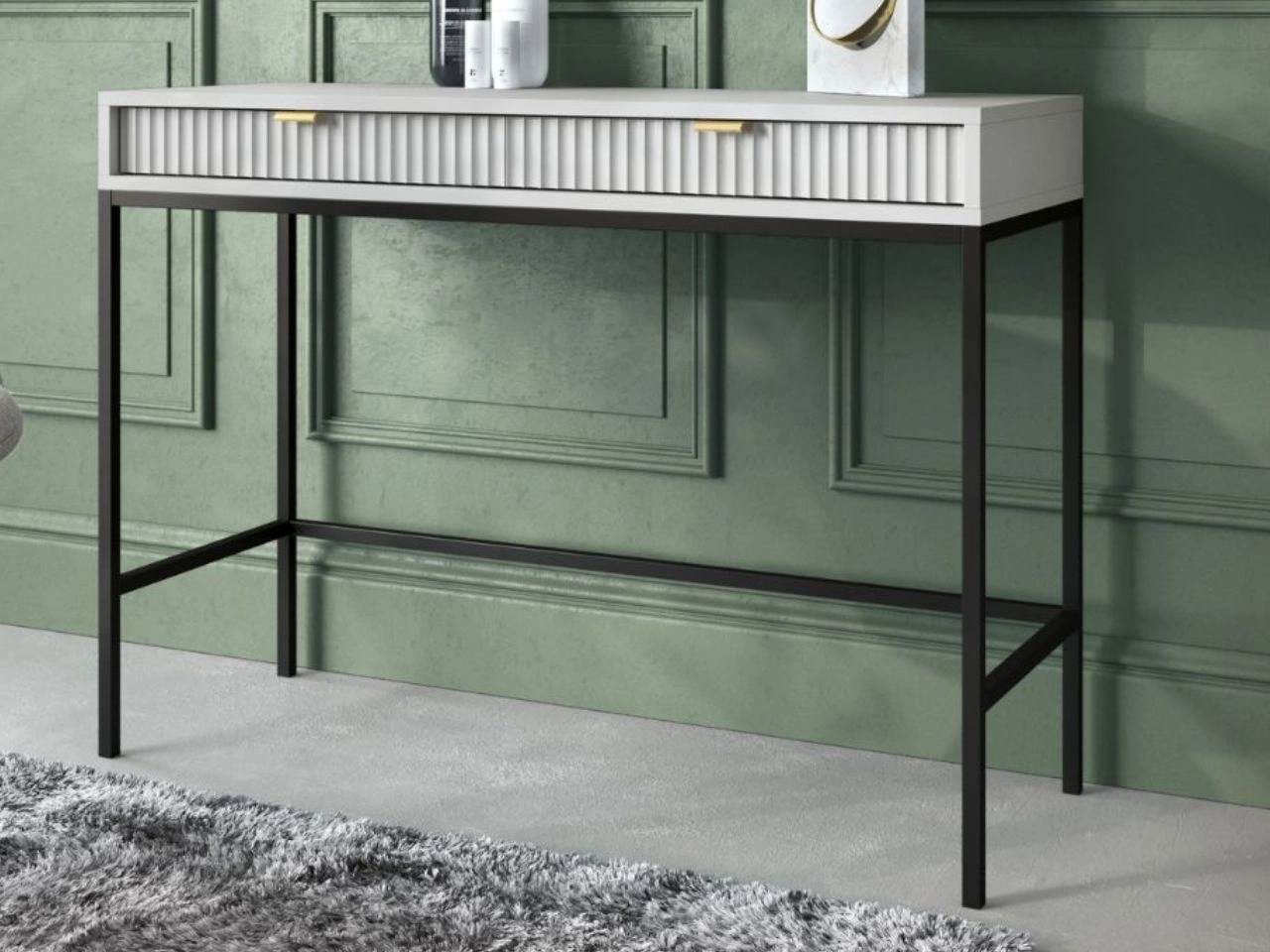 Toaletka z czarnymi metalowymi nogami Amber szara