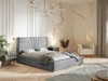 Łóżko tapicerowane z pojemnikiem i stelażem 140x200 Tesis Jasnoszare