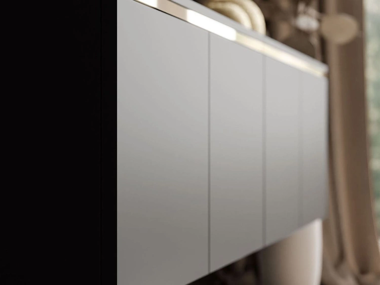 Szafka RTV wisząca w stylu glamour z oświetleniem LED Celle czarny mat