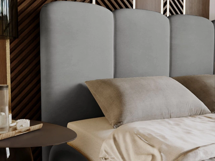 Łóżko tapicerowane z pojemnikiem i stelażem 200x200 Galli Szare