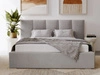 Łóżko tapicerowane z pojemnikiem i stelażem 160x200 cm Lizbona Jasnoszare