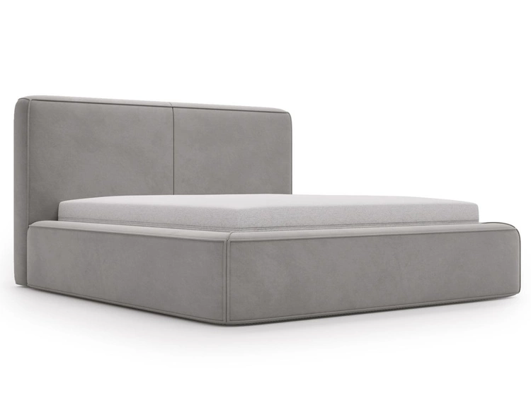 Łóżko tapicerowane z pojemnikiem i stelażem 200x200 Amaro Szare