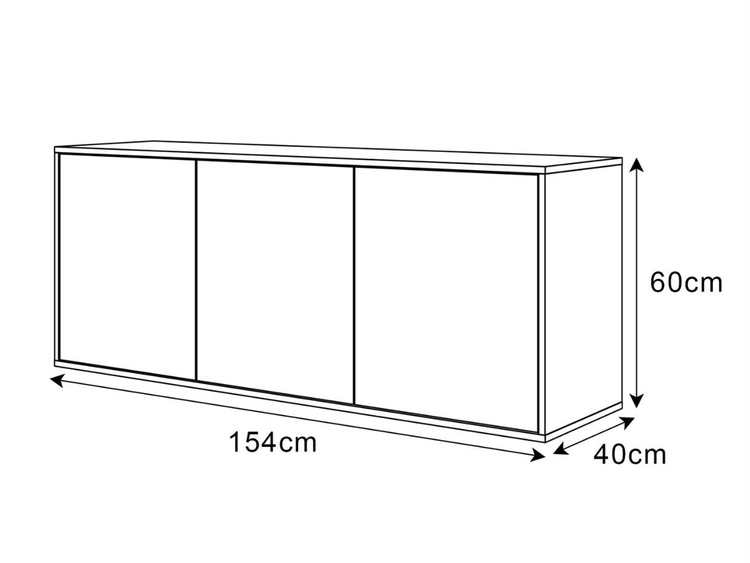 Trzydrzwiowa komoda 154 cm w stylu glamour wisząca Vivance biały połysk